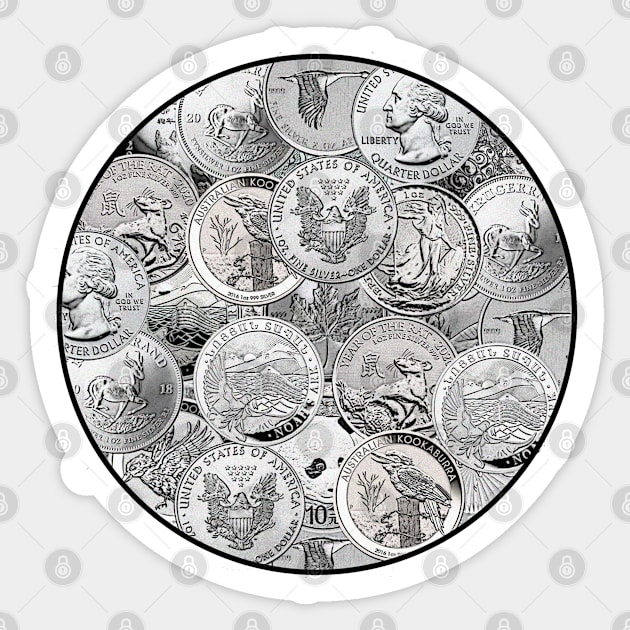 Silver Bullion Collage Design for Silver Investors Sticker by zap